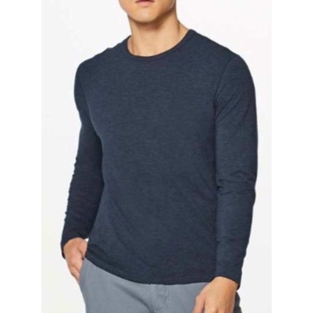 Lululemon 5 Year Basic Long Sleeve Heathered Nautical Navy-Mens PTP 20"